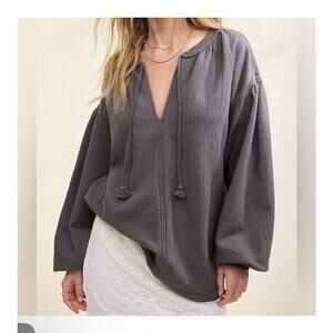 AE Aerie Easy Sweatshirt Tassels American Eagle in Gray Size L Boho Lounge Gauze
